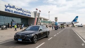 استئجار سيارة مرسيدس e200 4 ليموزين مطار برج العرب